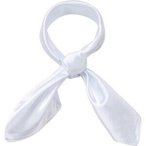 Women's White Silk Feeling Scarf 23.6'' Square Satin Scarf Neck Head Bandana